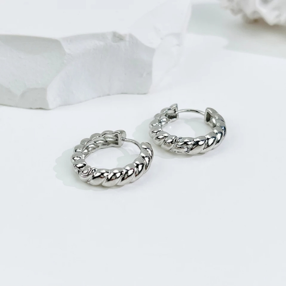 Silver Twist Hoop Earrings